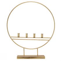 Artikel Großer Stabkerzenhalter im Ring Metall Gold Antik 77cm für 4 Kerzen