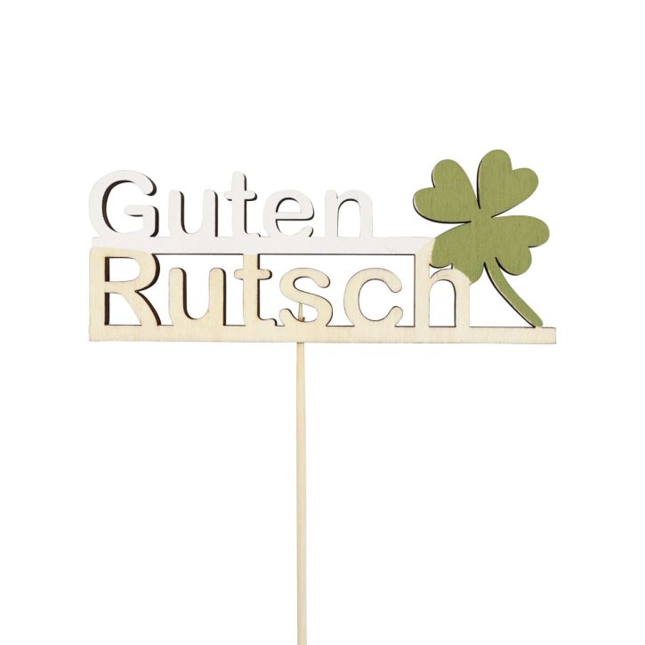 Artikel Blumenstecker Holz Guten Rutsch Silvester Deko 12×4,5cm 9St