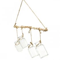 Artikel Fensterdeko Holz mit Glasvasen zum Aufhängen für Blumenarrangements