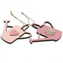 Hängedeko Holz Gießkannen Deko Rosa Dekohänger 14x12cm 6St