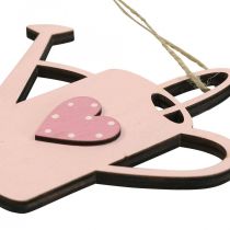 Hängedeko Holz Gießkannen Deko Rosa Dekohänger 14x12cm 6St