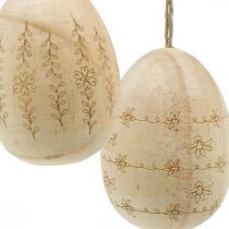 Ostereier Holz Holzeier zum Aufhängen mit Jutekordel 7cm 4St