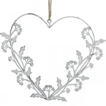 Deko Herz zum Hängen Vintage Pusteblumen Metall Weiß 17,5cm 3St