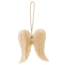 Artikel Holz-Anhänger Engelsflügel 12cm Natur mit Kordel für Dekoration