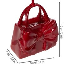 Artikel Deko-Handtasche Polyresin 10 cm Bordeauxrot mit Schleife