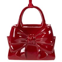 Artikel Deko-Handtasche Polyresin 10 cm Bordeauxrot mit Schleife