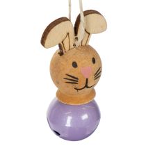 Artikel Osteranhänger aus Holz in Hasenform mit bunten Glocken, 4 cm, 12 Stück