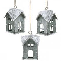 Artikel Weihnachtsanhänger Metall Haus Shabby Chic Weiß H9,5cm 3St