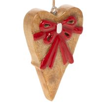 Artikel Holzherz Anhänger natur mit roter Schleife 14cm 3er-Set