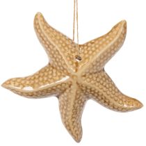 Artikel Seestern Dekohänger aus Keramik 12 cm, 2 Stück in Beige für maritimes Ambiente