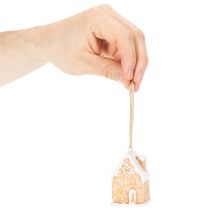 Artikel Keramik Lebkuchenhaus Hängedeko 6cm natur/weiß 3er-Set Innenbereich