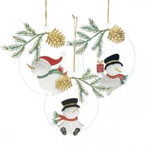 Weihnachtsanhänger Schneemann Deko Ring Metall Ø14cm 3St