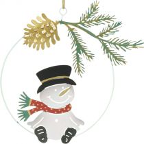 Weihnachtsanhänger Schneemann Deko Ring Metall Ø14cm 3St