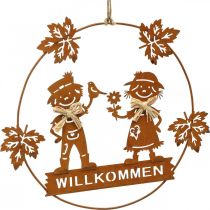 Willkommensschild Dekohänger Edelrost Herbstdeko Ø22cm 2St