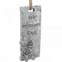 Grabschmuck Anhänger Rosen Sortiert Grau, Weiß 11,5×5cm 4St