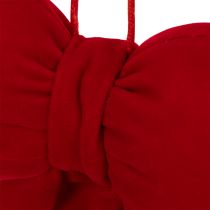 Artikel Stoffschleife Flanell Rot mit Plüschrand zum Aufhängen 15cm