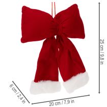 Artikel Dekoschleife Flanell 25 cm Rot mit Plüschrand zum Aufhängen