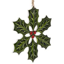Artikel Stechpalme Anhänger aus Holz 26cm Grün mit Rot für Innenbereich