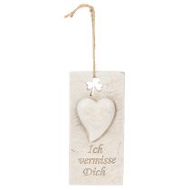 Artikel Anhänger Dekoschild 12cm cremebeige mit Herzmotiv für Gedenkfloristik