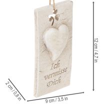Artikel Anhänger Dekoschild 12cm cremebeige mit Herzmotiv für Gedenkfloristik