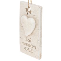 Artikel Anhänger Dekoschild 12cm cremebeige mit Herzmotiv für Gedenkfloristik