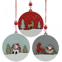 Weihnachtsanhänger rund Holz Deko zum Aufhängen Ø8,5cm 6St