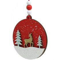 Weihnachtsanhänger rund Holz Deko zum Aufhängen Ø8,5cm 6St