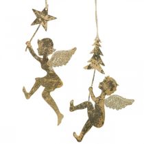 Artikel Engel Anhänger Golden, Weihnachtsengel Deko H20/21,5cm 4St