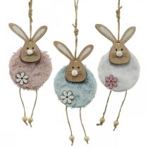 Hänger Hasen Dekohänger Ostern Holz Plüsch 26×7×2cm 6St