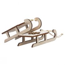 Weihnachtsschlitten Holz Weiß/Gold 15,5x6,5x4cm 4St