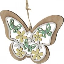 Schmetterling zum Hängen, Holzanhänger Blume, Frühlingsdeko mit Glitter H11/14,5cm 4St