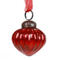 Weihnachtsschmuck Glas Dekohänger Glas Rot 3,5×4cm 12St