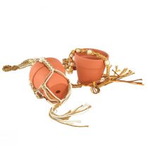 Artikel Makramee Blumenampel Hängetopf Ton Ø12,5cm H75cm Boho Deko 2er Set
