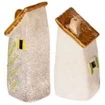 Artikel LED-Keramikhäuser im rustikalen Stil für stimmungsvolle Tischdekoration, 15 cm, 2er-Set