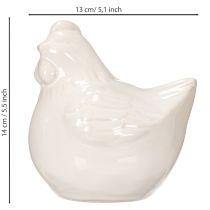 Artikel Keramik Hühnerfigur glänzend weiß glasiert als modernes Dekoelement