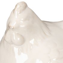 Artikel Keramik Hühnerfigur glänzend weiß glasiert als modernes Dekoelement