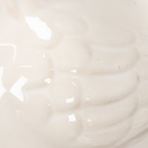 Artikel Keramik Hühnerfigur glänzend weiß glasiert als modernes Dekoelement