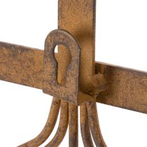 Artikel Hakenleiste Gartenwerkzeuge, Gartendeko, Harke Spaten Rechen, Garderobe aus Metall Edelrost L33,5cm