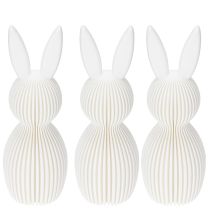 Artikel Dekofigur Hase 13 cm aus Kunststoff in moderner Faltoptik, 3er-Set, zeitloses Weiß