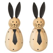 Artikel Holzdekoration Hase minimalistisch 12cm natur 2er-Set für Frühlings- und Osterdeko