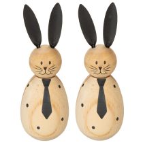 Artikel Hasen Dekofiguren Holzoptik 15cm 2er Set für stilvolle Dekoration zu Ostern und Frühling