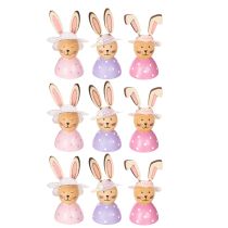 Artikel Set Osterhasen Figuren 7cm: Tischdeko in Rosa, Pink und Lavendel – 9 Stück