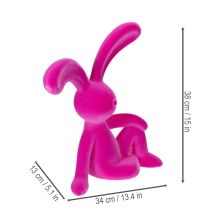 Artikel Dekofigur Hase in Pink 38cm, moderne Osterdekoration, samtig beflockt