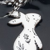 Artikel Holz Osterdeko Hänger Ei 10cm mit Hase und Feder für Innenbereich, 6 Stück