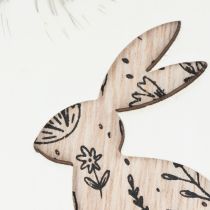 Artikel Holz Osterdeko Hänger Ei 10cm mit Hase und Feder für Innenbereich, 6 Stück