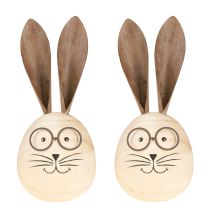 Artikel Dekorativer Holz-Osterhase mit Metall-Brille und witzigen Details im 2er-Set, 19 cm hoch