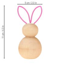Artikel Holzhase Dekofigur mit Drahtohren, 11cm, Osterdeko, 4er-Set, Naturholz