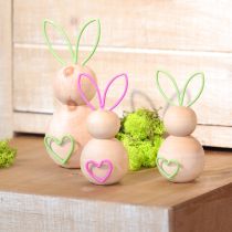 Artikel Holzhase Dekofigur mit Drahtohren, 11cm, Osterdeko, 4er-Set, Naturholz