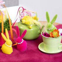 Artikel Kunststoff Osterhasen-Deko-Figur mit Samt-Oberfläche 13 cm für Innenräume