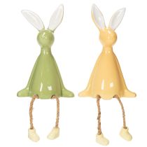 Artikel Osterhasen Dekofiguren Keramik 22 cm Set aus 2 Kantenhockern in Grün und Gelb